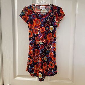 Lularoe Mae Dress Geometric Circles Retro Girls Size 4 NWT